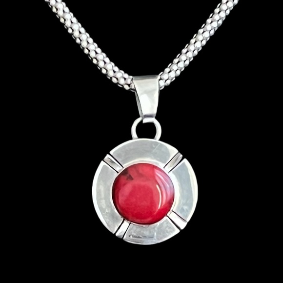 Taxco Jewelry - 🔴SOLD🔴 Vintage Taxco Mexico sterling silver red jasper pendant